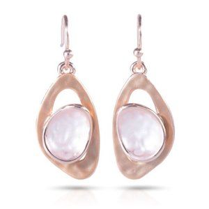 Ivory and Rose Gold Tone Earrings, Amanda Blu